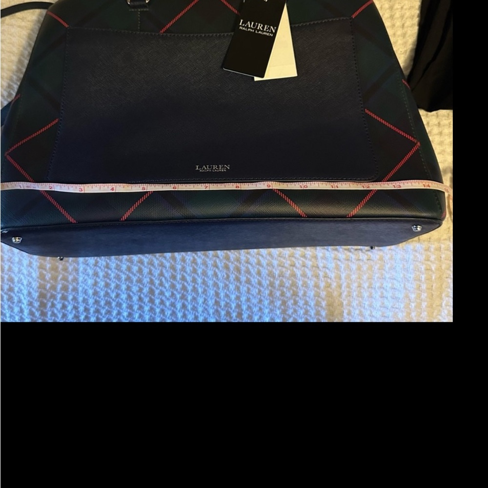 Ralph Lauren Tartan Plaid Tote in Green and Blue - Picture 13 of 13